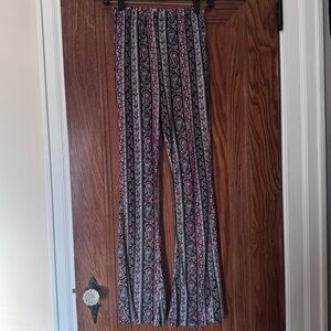 Brave Soul Paisley Patterned Flare Pants Magenta Blue Black size XS